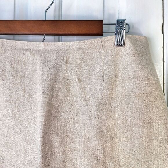 Rafaella 100% Linen Tan Knee Length Skirt Sz 16 - Picture 2 of 11